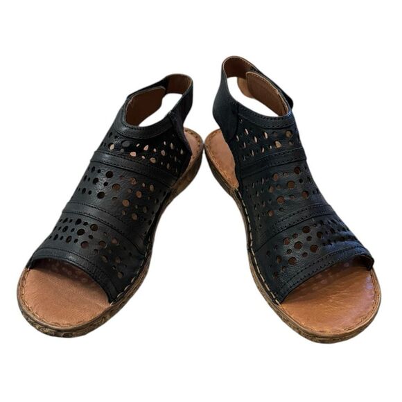 New Josef Seibel Women's Rosalie 07 Black Leather Perforated Sandals 37 6 6.5 - Picture 2 of 5